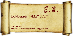 Eckbauer Máté névjegykártya